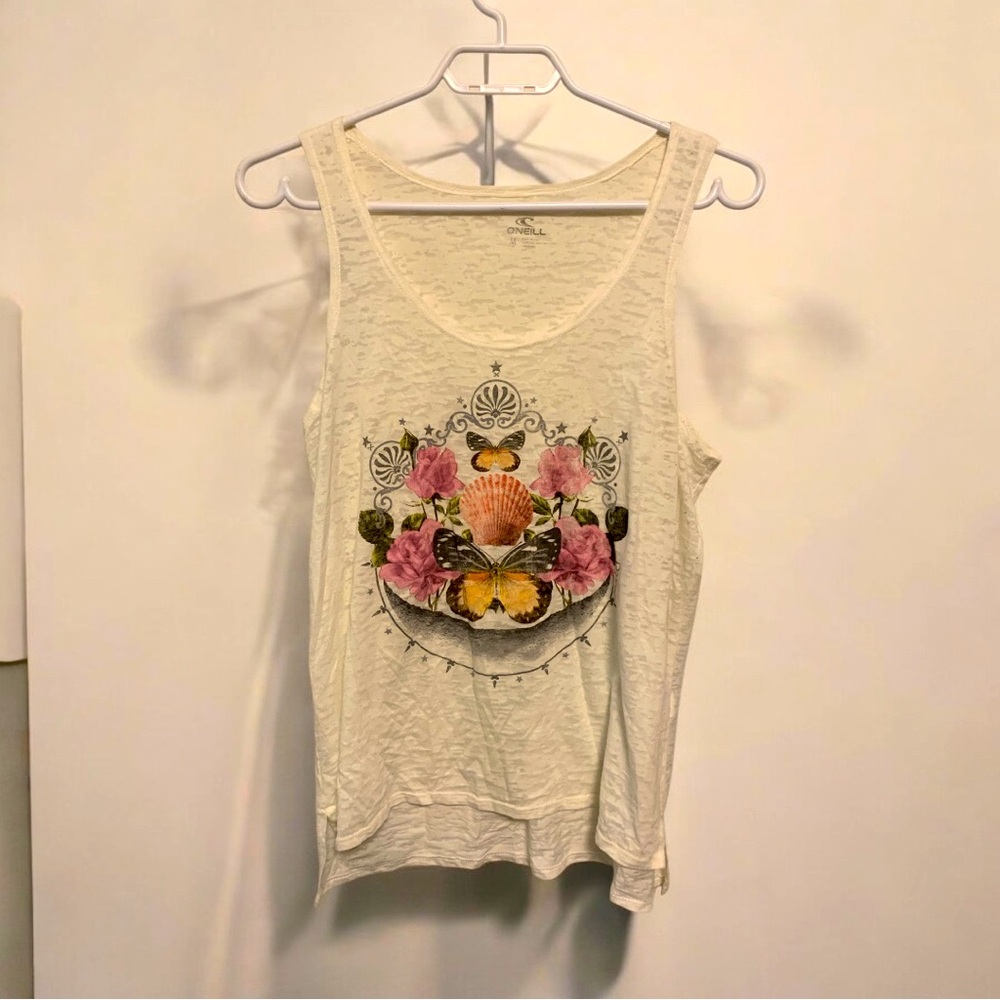 O’Neill Woman’s white tank top with floral design